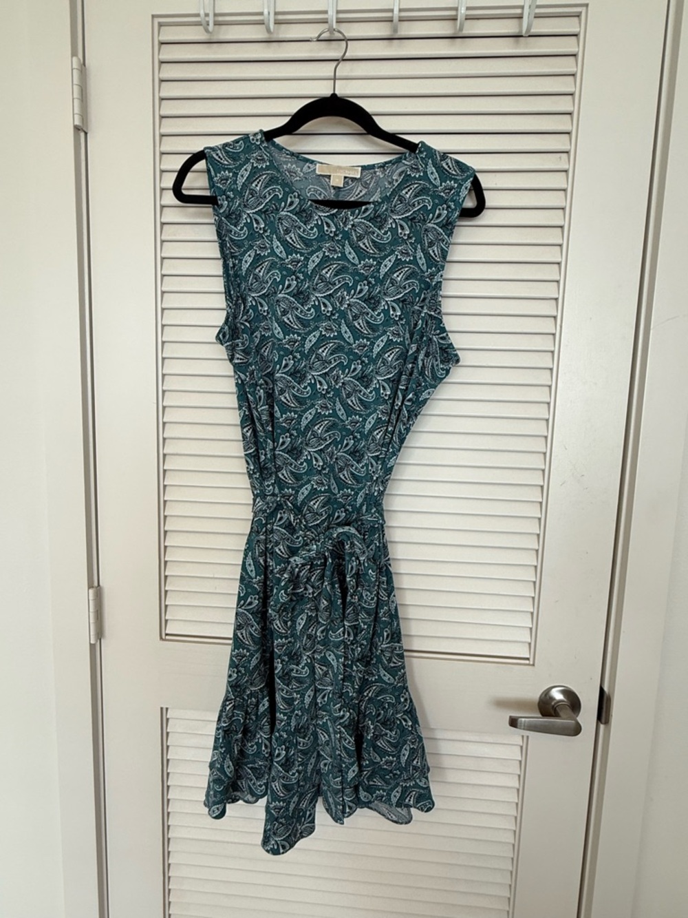 MICHAEL Michael Kors Teal Paisley Tie-Waist Midi Dress - 1X